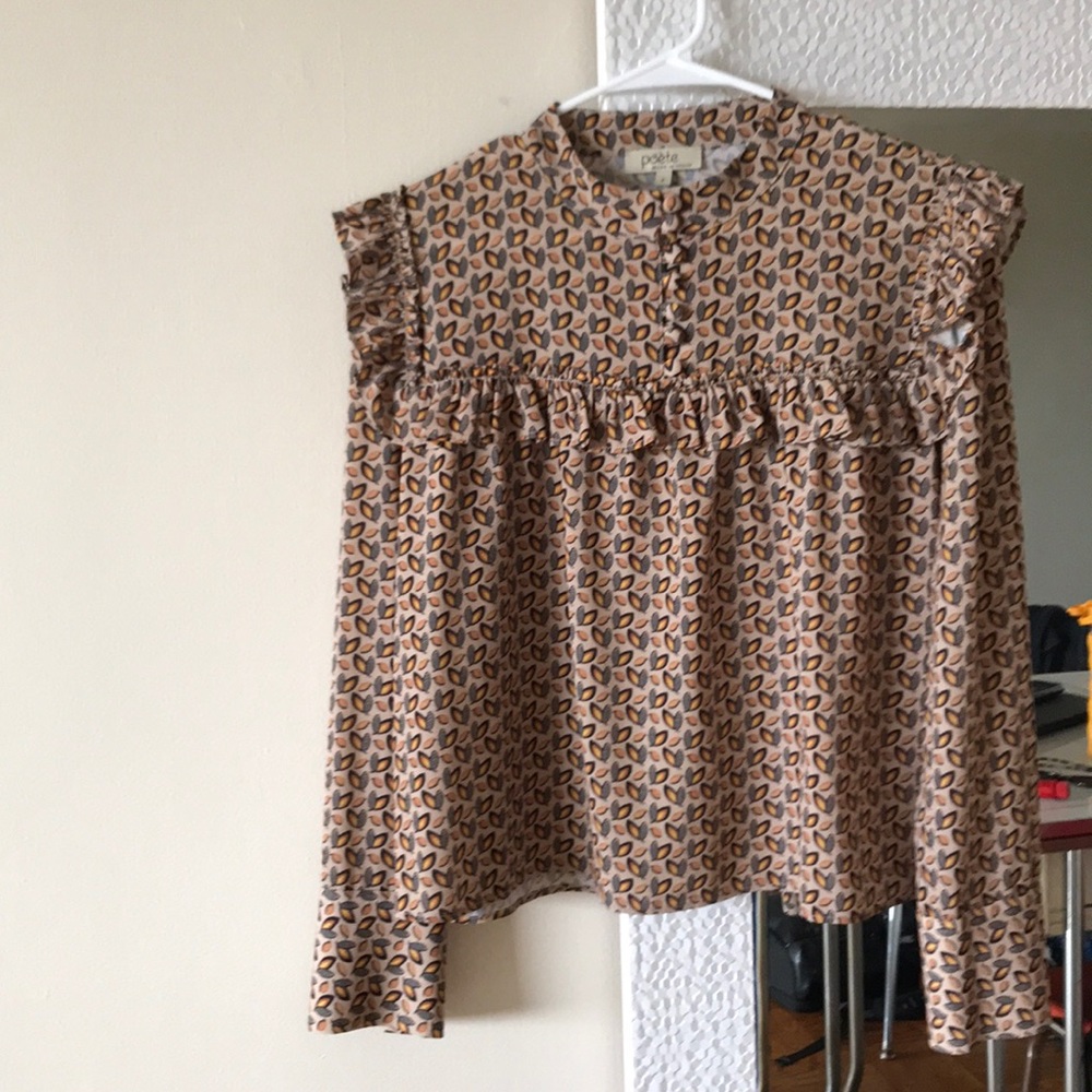 Spanish designer “Poeté” PEASANT TOP fall print